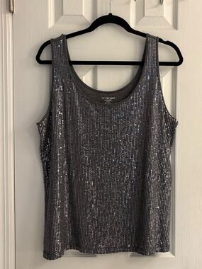 Ladies Lane Bryant gray glitter sequin tank top size 14/16.